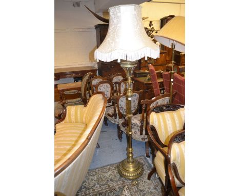 19th Century brass adjustable oil lamp standard adapted for use for electricity 
