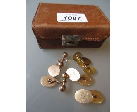 Two pairs of gentlemens 9ct gold cufflinks together with a pair of 18ct gold cufflinks 