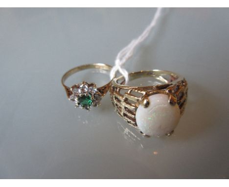 9ct Gold paste set dress ring together with a gold opal set ring 