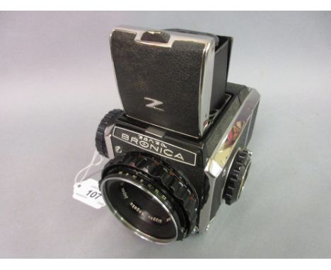 Bronica Zenza medium format roll film camera with chrome plated case and original lens 