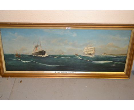 J.A. Hastings, oil on canvas, seascape of various shipping, titled ' In the English Channel ', signed, dated 1880, gilt frame