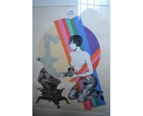 Guido Crepax and Eugenio Carmi, serigraph of Valentina Limited Edition No. 121 of 150, dated 1974, signed in pencil by both a