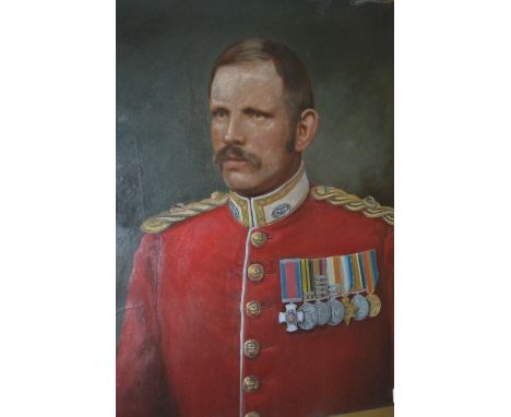 Oil on canvas, portrait of Brigadier General Charles G. Blackadder, C.B. D.S.O., Leicestershire Regiment, 24ins x 20ins, gilt