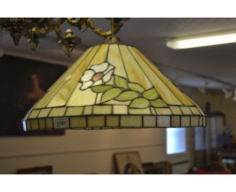 Tiffany style leaded coloured glass lamp shade 