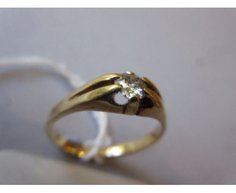 Yellow gold diamond solitaire ring (marks rubbed) 