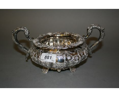 Late George IV Dublin silver two handled sugar basin, 1828, makers mark I.F. 