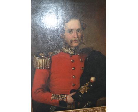 James Butler Brenan, R.H.A., oil on canvas, portrait of an officer of the Royal South Lincolnshire Militia, 27.5ins x 35ins, 
