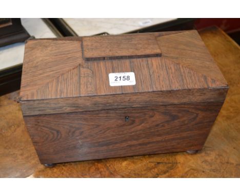 William IV rosewood sarcophagus shaped tea caddy 