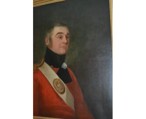 R. Stott, oil on canvas, portrait of the late Captain John Beswick, 1st Regiment Lancaster Militia, signed and dated 1827, 29