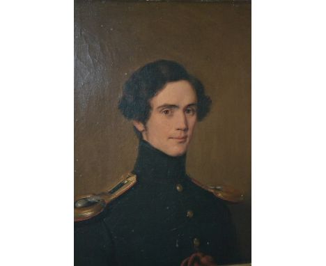 19th Century English school, oil on canvas, portrait of Major General Philip John Bainbrigge, 40ins x 12ins, gilt framed14in 