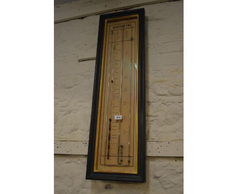 Early 20th Century French mercury barometer / thermometer by Lebleu - Trenel, housed in an ebonised and gilt frameThe baromet