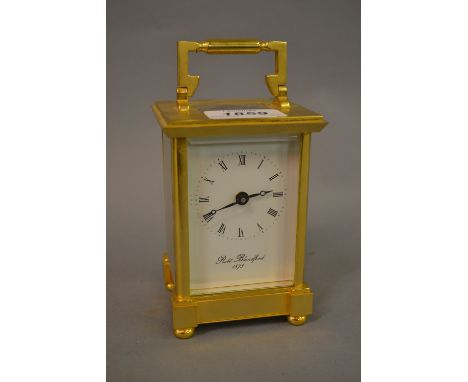 20th Century brass cased carriage clock having painted dial inscribed Robert Blandford 