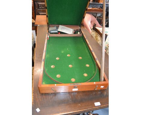 19th Century mahogany folding table top bagatelle game 