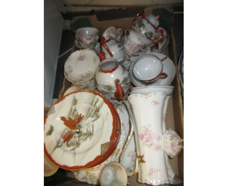 Limoges floral decorated part tea service together with a Japanese eggshell part tea service 