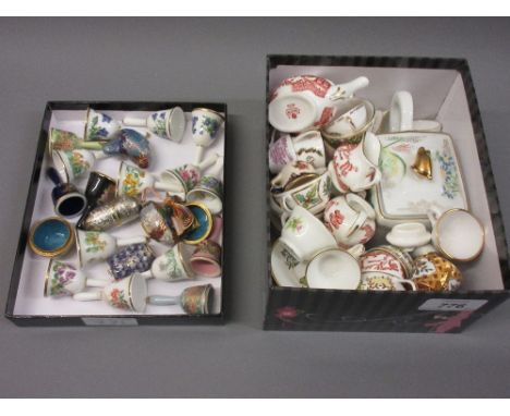 Collection of modern miniature porcelain cups, saucers, tea service, miniature vases etc 