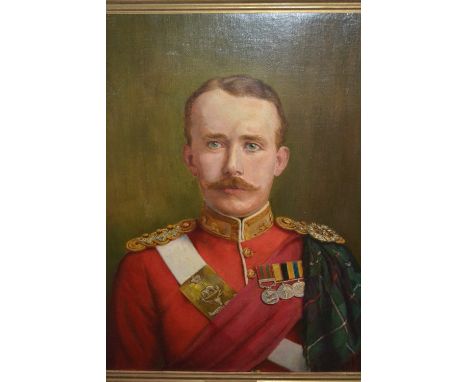 A. Foord-Hughes, oil on canvas, portrait of Captain McKenzie, Seaforth Highlanders, 24ins x 20ins, gilt framedA period oil. R
