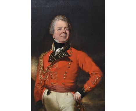 Attributed to John Jackson, R.A., oil on canvas, portrait of Lieutenant General Charles Stevenson of the Fifth Foot, three qu