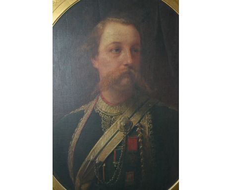 N.W. Philips, oil on canvas, portrait of Colonel Frederick Robertson Aikman, V.C., Third Sikh Cavalry, 30ins x 25ins, oval mo
