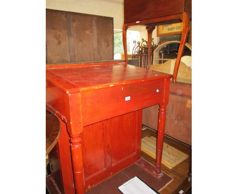 Red stained pine school master's desk 