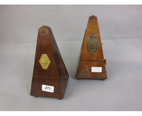 Walnut cased metronome by Maelzer, London, together with another by the same maker with French label 