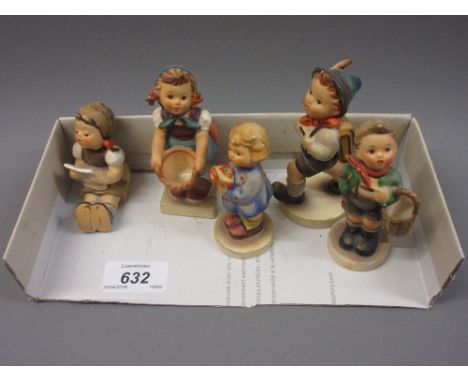 Group of five small Goebel figures of children 