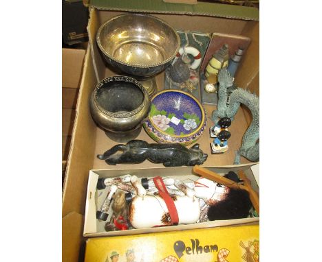 Boxed Pelham puppet, a horse, together with a quantity of miscellaneous metalware etc 