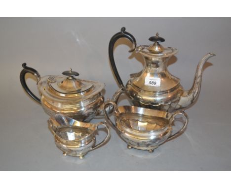 20th Century oval silver four piece tea and coffee service, Sheffield, 1916 