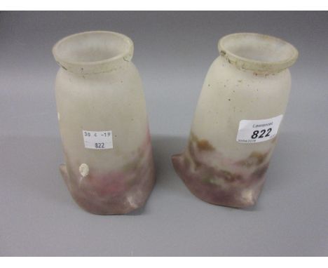 Pair of Muller Freres French mottled frosted glass lamp shades 