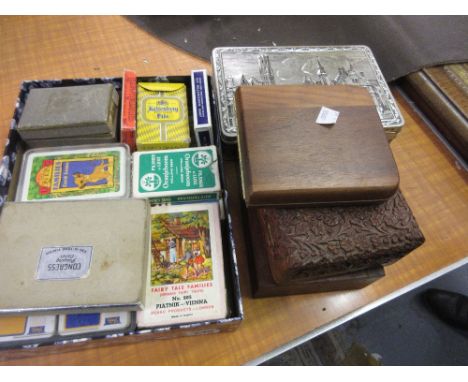 Box containing a quantity of various playing cards including Worshipful Company, Happy Families and various other boxes etc. 