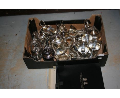 Silver plated four piece tea service together with a quantity of other miscellaneous items of silver plate 