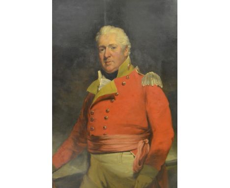 Late 18th or early 19th Century English school, oil on canvas, three quarter length portrait of a military officer wearing a 