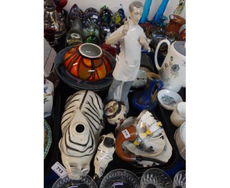 A Ballantines zebra decanter, Poole pottery bowl, silver mounted pipe and assorted other items Condition Report: Available up