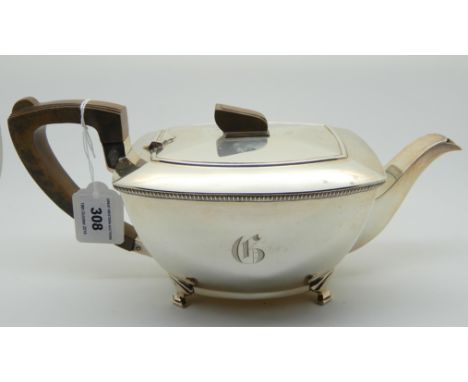 A silver tea pot by Harrison Bros and Howson, Sheffield 1936, 663gms Condition Report: Available upon request