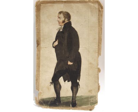 SCOTTISH SCHOOL Rev Dr Gardner, Bothwell, watercolour, 23 x 13cm, George Garrard portrait head and shoulders, watercolour, da