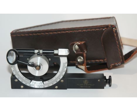 A Hilger &amp; Watts Ltd clinometer surveyor's pocket level, in leather case, 12cm long Condition Report: Available upon requ