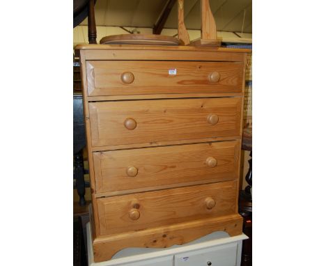 A modern pine round cornered chest of four long drawers, width 75.5cm, together with a swing dressing table mirror (2)