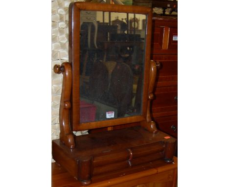 A Victorian mahogany swing dressing table mirror, having a two drawer boxbase, w.44cm