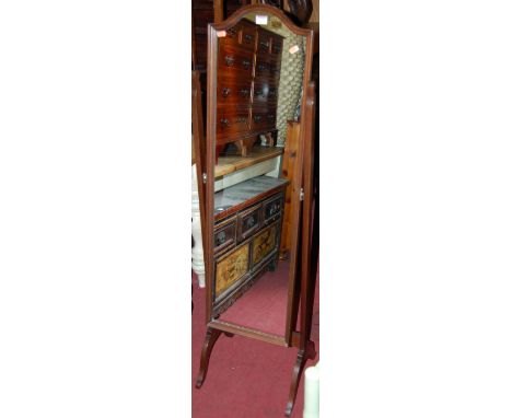 A reproduction mahogany cheval mirror