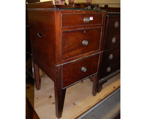 A 19th century mahogany night commode; together with a mahogany single door side cupboard (with alterations) (2)