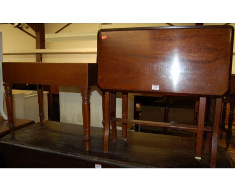 An Edwardian walnut Sutherland table; together with a Victorian mahogany commode stool (2)