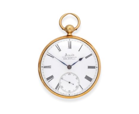 An 18ct Gold Open Faced Pocket Chronometer, signed J R Arnold &amp; Chars Frodsham, 84 Strand, London, 6529, AD Fmsz, 1856, g
