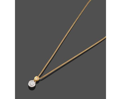 An 18 Carat Gold Diamond Pendant on Chain, the pendant comprised of a yellow mount inset with a round brilliant cut diamond s