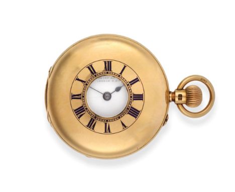 A Lady's 18ct Gold Half Hunter Fob Watch, retailed by H Phillips, Finsbury, Pavement, London, E.C, 1899, lever movement signe