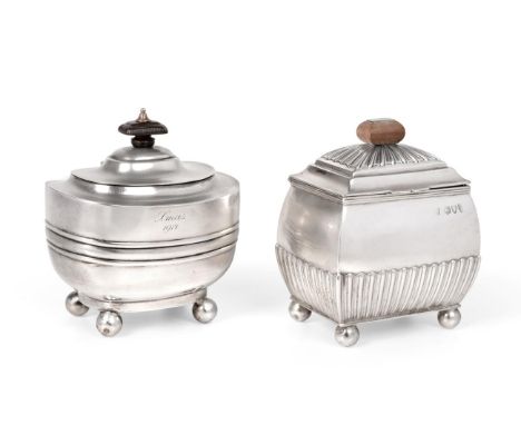 A George V Silver Tea-Caddy, by Thomas Bradbury and Sons Ltd., Sheffield, 1917, oblong and on four ball feet, the hinged cove