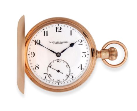 A 9ct Gold Full Hunter Pocket Watch, signed Thos Russell &amp; Son, Liverpool, 1928, lever movement signed and numbered 74475