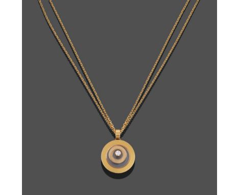 An 18 Carat Gold ''Happy Spirit'' Pendant on Chain, by Chopard, a collet set 'floating' round brilliant cut diamond within a 