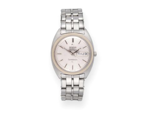 A Stainless Steel Automatic Day/Date Centre Seconds Wristwatch, signed Omega, Chronometer Officially Certified, model: Conste