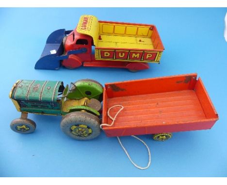 A Triang Transport Van No. 200, large green tinplate body poster van 18in (46cm) long, some wear to advertising posters and t
