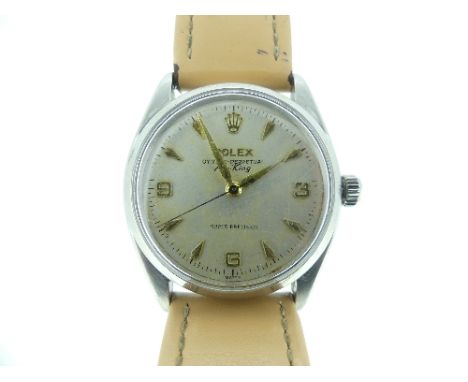 A Rolex Oyster Perpetual Air King stainless steel automatic gentleman's Wristwatch, the white dial with applied arrow hour ma