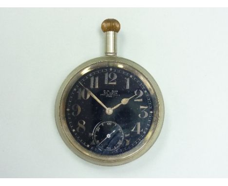 An W.W.1 Omega B.B. 860 30 Hour Non Luminous Mark V Pilots Cockpit Pocket Watch, with longshank winder, black dial, Arabic nu